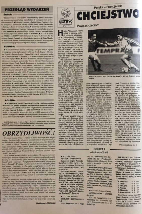 piłka nożna po meczu polska - francja (16.11.1994)