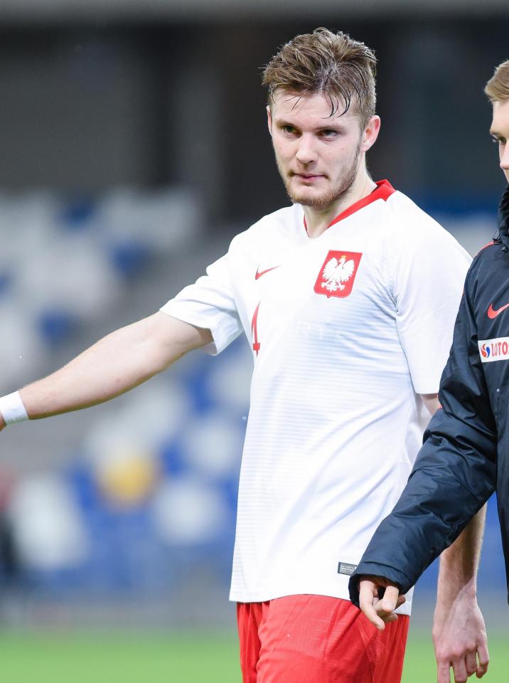 Adam Chrzanowski podczas meczu Polska - Niemcy 0:2 U-21 (26.03.2019).