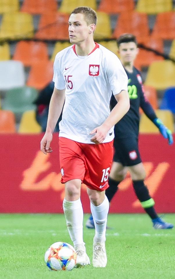 Jan Sobociński podczas meczu Polska - Niemcy 0:2 U-21 (26.03.2019).