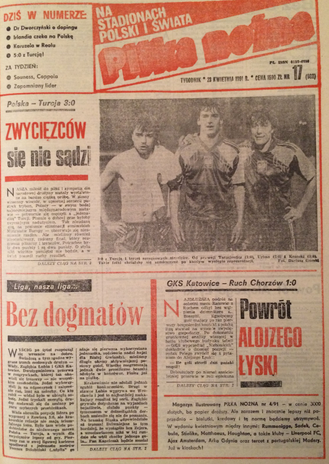 piłka nożna po meczu polska - turcja (17.04.1991)