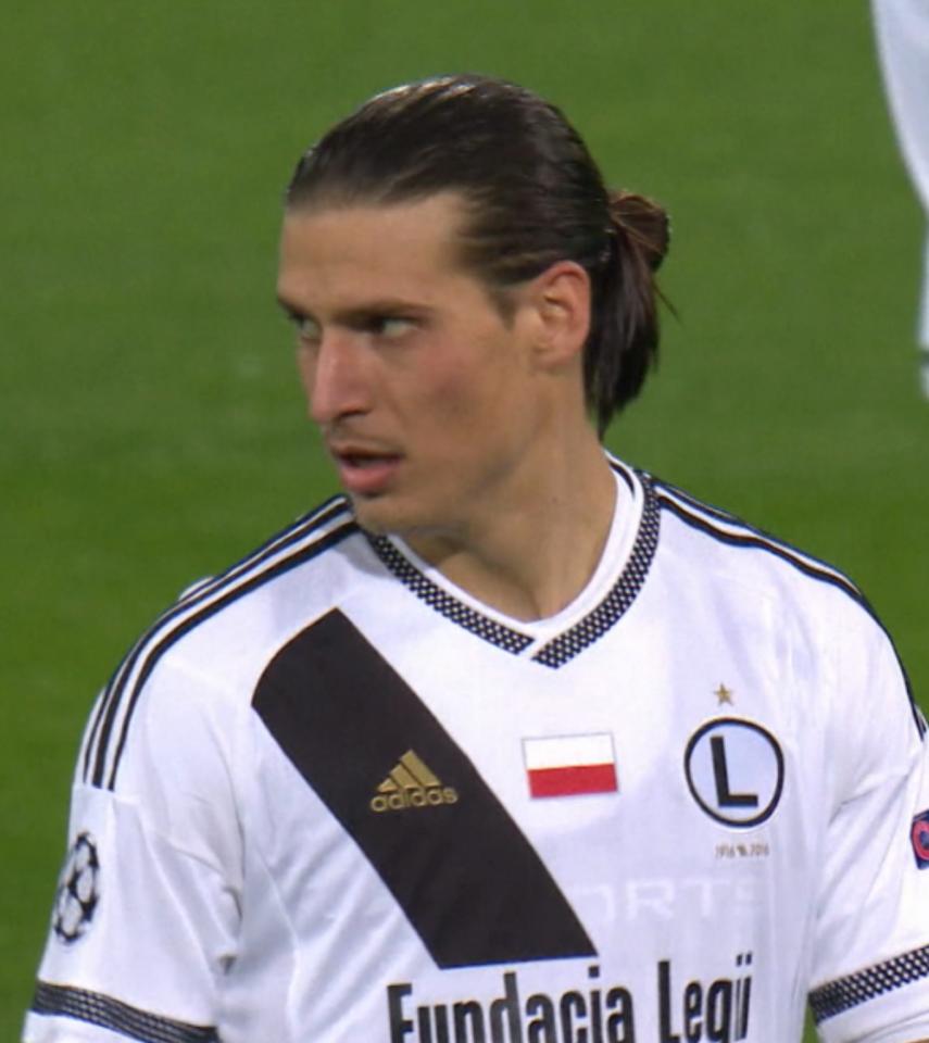 Aleksandar Prijović podczas meczu Borussia Dortmund - Legia Warszawa 8:4 (22.11.2016).