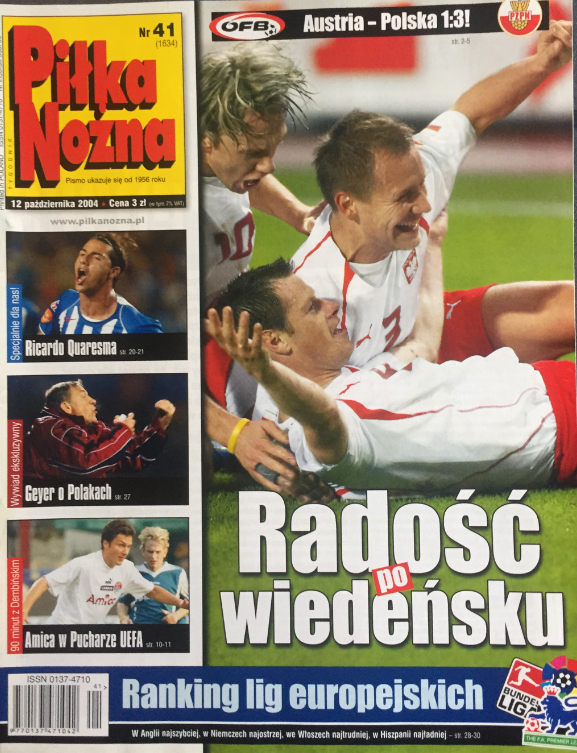 okładka piłki nożnej po meczu austria - polska (09.10.2004)