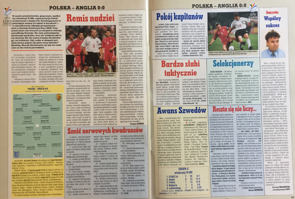 Piłka nożna po meczu polska - anglia (08.09.1999)