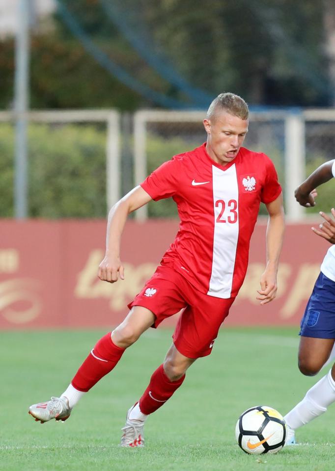 Marcel Żurek podczas meczu Polska - Anglia 2:2, k. 1:3 U-17 (10.09.2019).