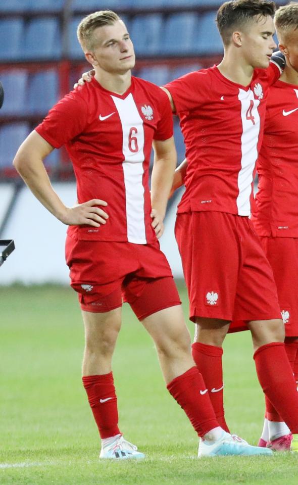 Mateusz Łęgowski podczas meczu Polska - Anglia 2:2, k. 1:3 U-17 (10.09.2019).
