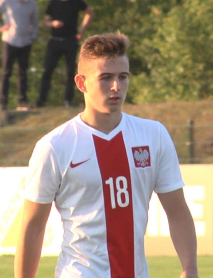 Kacper Kozłowski podczas meczu Polska - Belgia 1:1, k. 3:5 U-17 (09.09.2018).