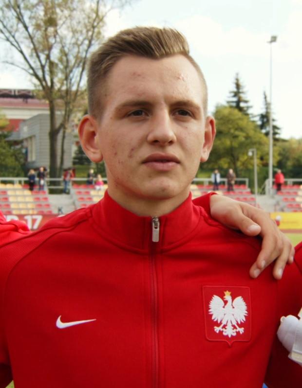Filip Borowski podczas meczu Polska - Liechtenstein 11:0 U-17 (12.10.2019).