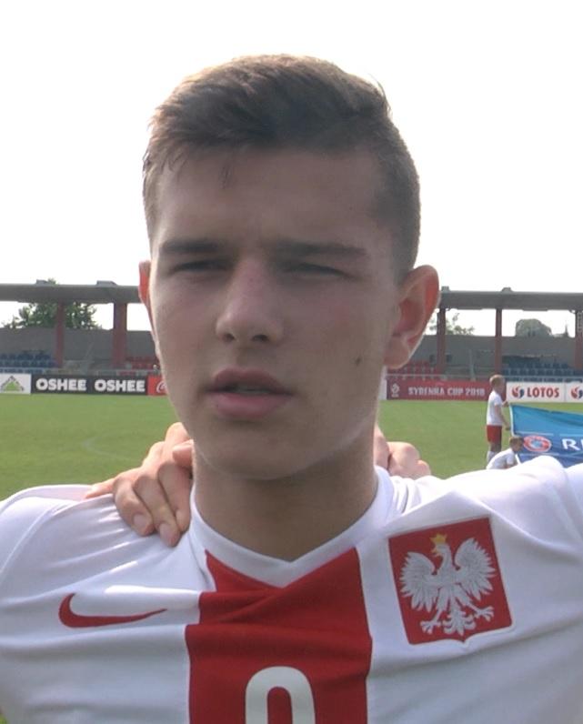 Filip Szymczak podczas meczu Polska - Portugalia 3:4 U17 (11.09.2018)