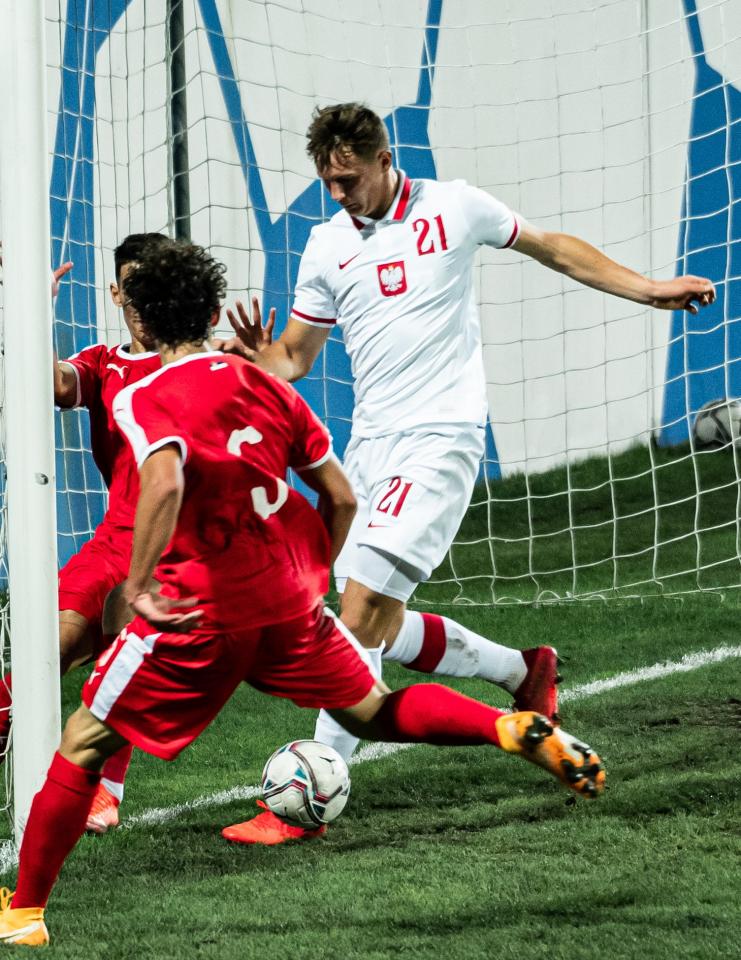Bartosz Białek podczas meczu Zdjęcie z meczu Serbia - Polska 1:0 U-21 (09.10.2020).