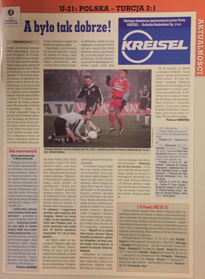 Polska - Turcja 2:1 U-21 (12.11.1999) Piłka Nożna 