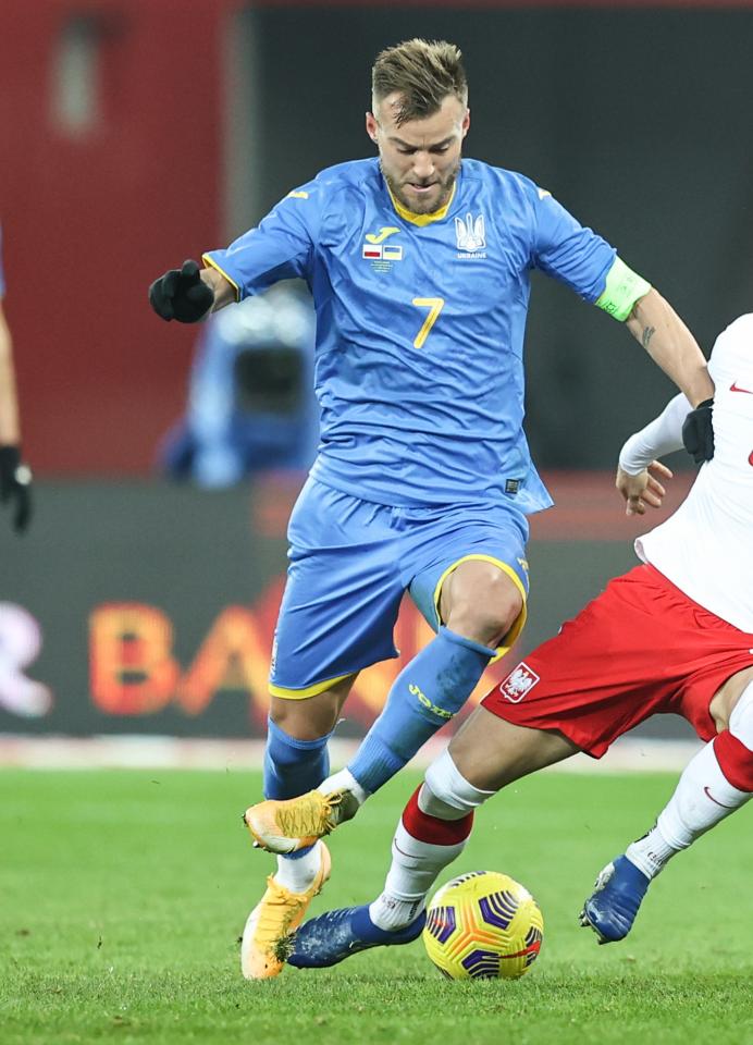 Andrij Jarmołenko podczas meczu Polska - Ukraina 2:0 (11.11.2020).