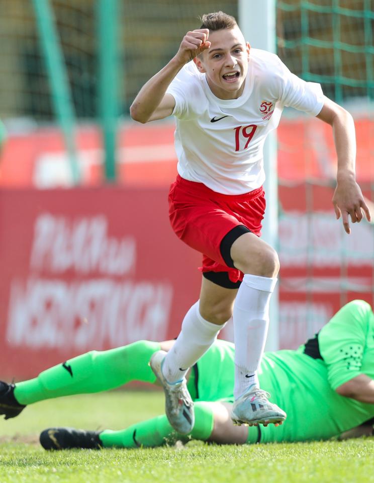 Oskar Tomczyk podczas meczu Polska - Ukraina 5:0 U-14 (19.10.2019)
