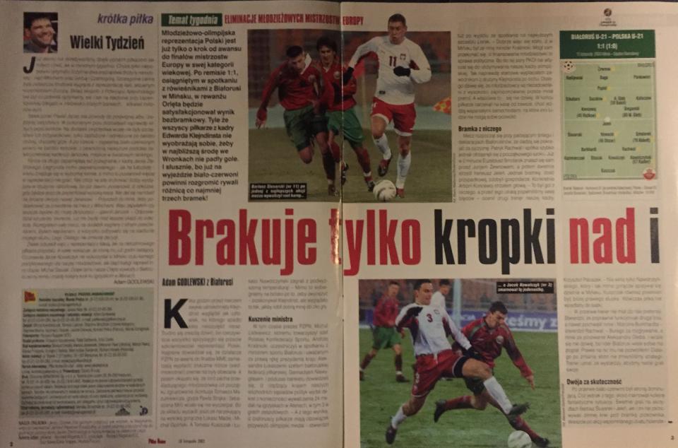 TYGODNIK „PIŁKA NOŻNA” PO MECZU BIAŁORUŚ U21 - POLSKA U21.