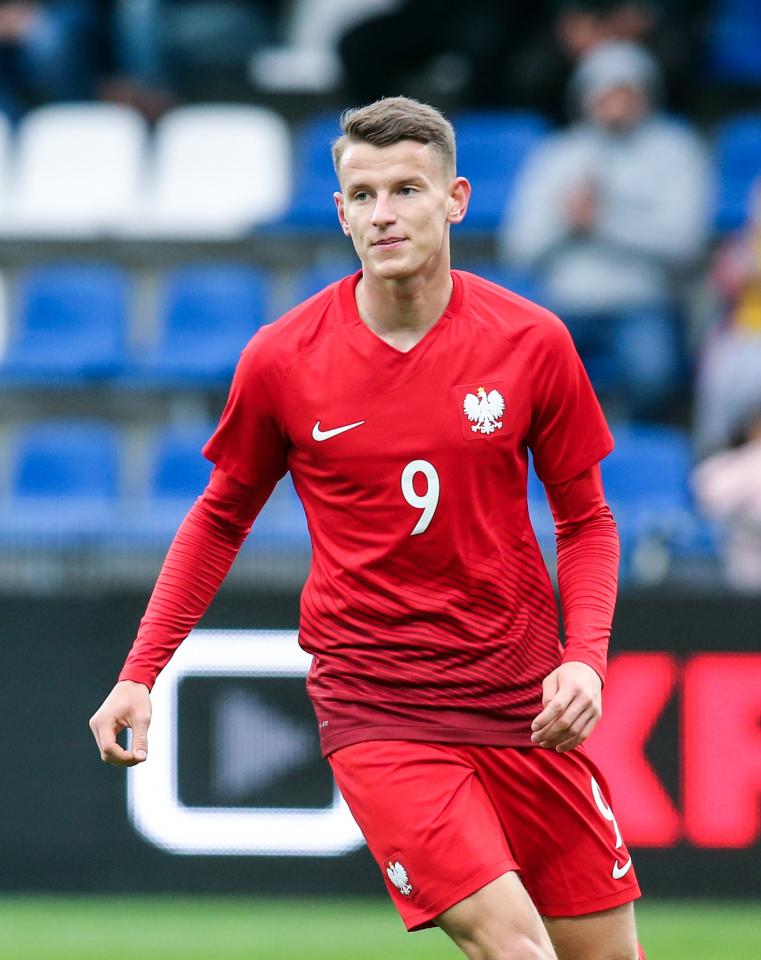 Dawid Kocyła podczas meczu Polska - Dania 1:3 U-19 (08.10.2020)
