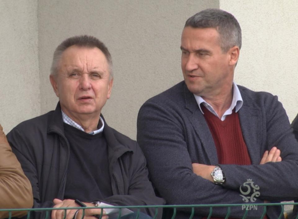 Bogusław Kaczmarek i Radosław Michalski podczas meczu Polska - Rosja 1:2 U-15 (21.10.2019).