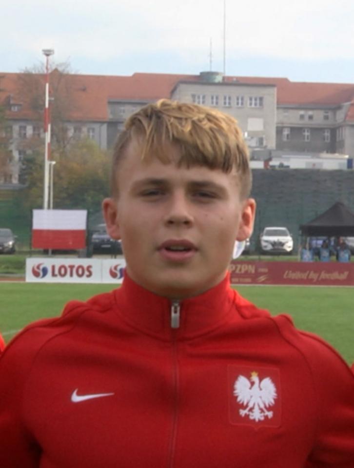 Dawid Zięba przed meczem Polska - Rosja 1:2 U-15 (21.10.2019).