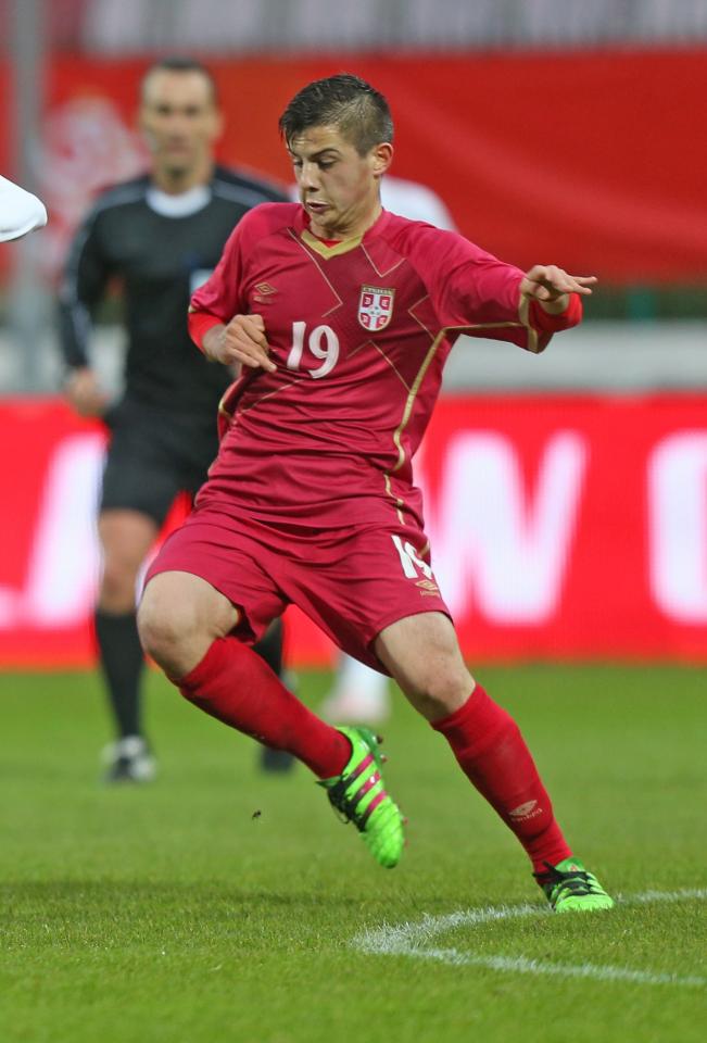 Armin Đerlek podczas meczu Serbia - Polska 2:1 U-17 (30.03.2016).