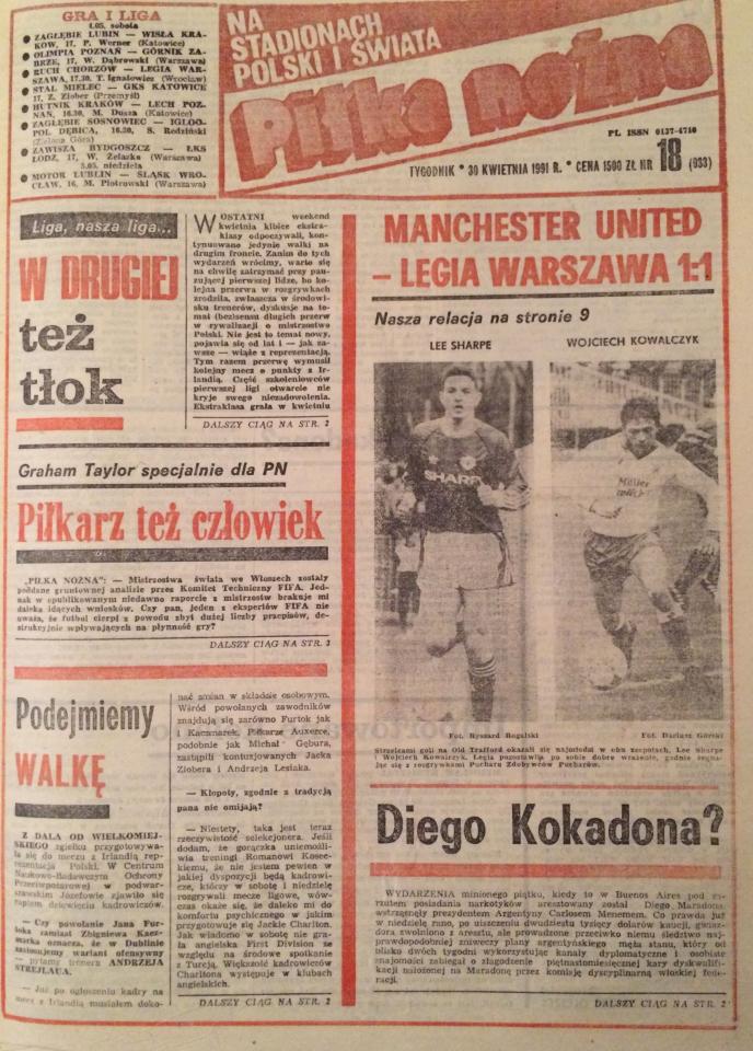 Manchester United - Legia Warszawa 1:1 (24.04.1991) Piłka Nożna