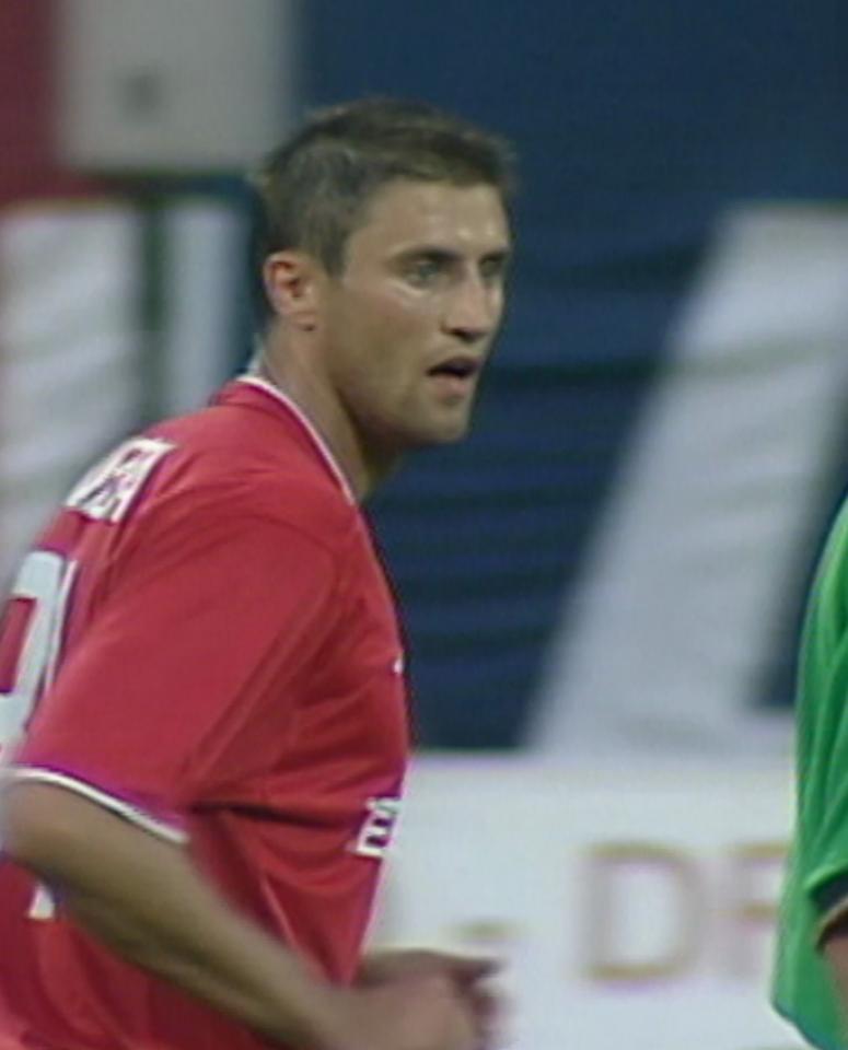 Marcin Kuźba podczas meczu Wisła Kraków - Glentoran FC 4:0 (29.08.2002).