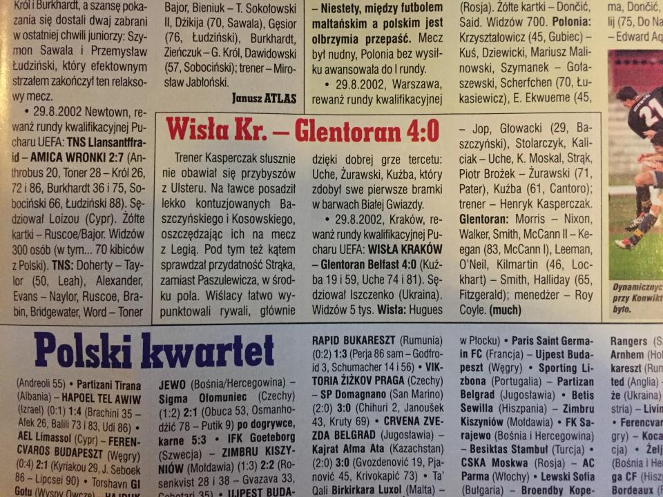 Wisła Kraków - Glentoran FC 4:0 (29.08.2002) Piłka Nożna
