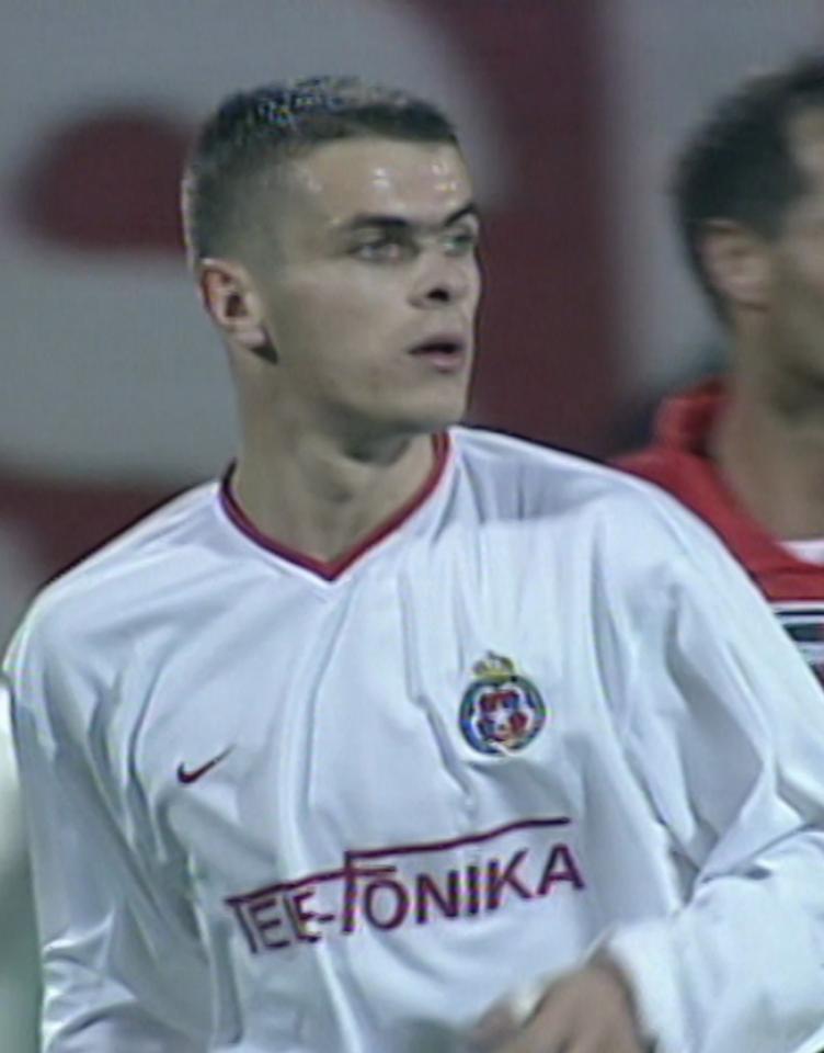 Paweł Brożek podczas meczu Wisła Kraków - NK Primorje 6:1 (03.10.2002).