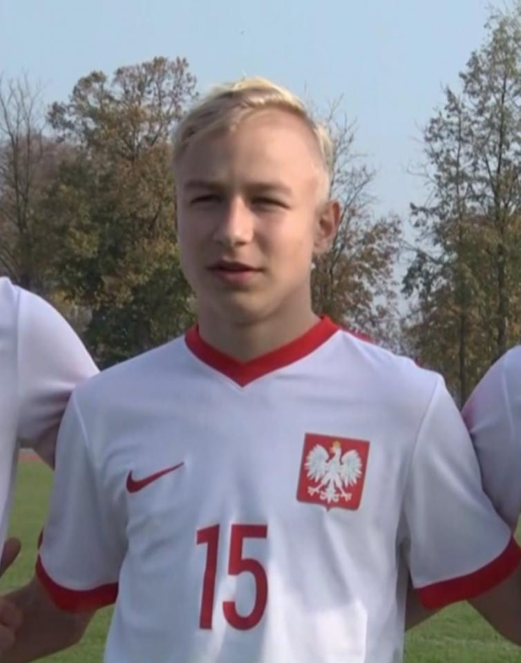 Kacper Masiak podczas meczu Polska - Islandia 4:0 U-15 (25.10.2019).