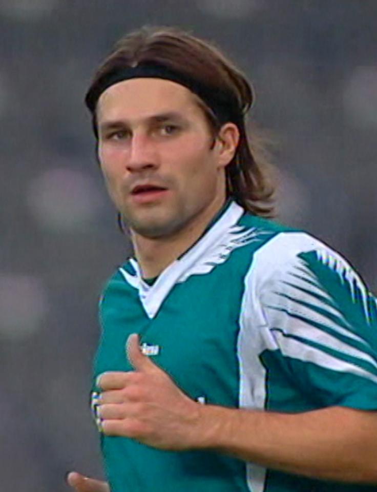 Radosław Sobolewski podczas meczu Hertha BSC Berlin - Groclin Dyskobolia Grodzisk Wielkopolski 0:0 (24.09.2003).