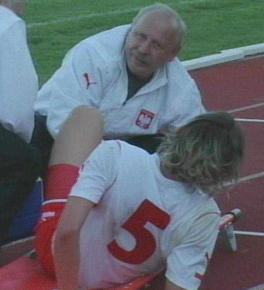 Michał Stasiak podczas meczu Łotwa - Polska 0:2 U-21 (05.09.2003).