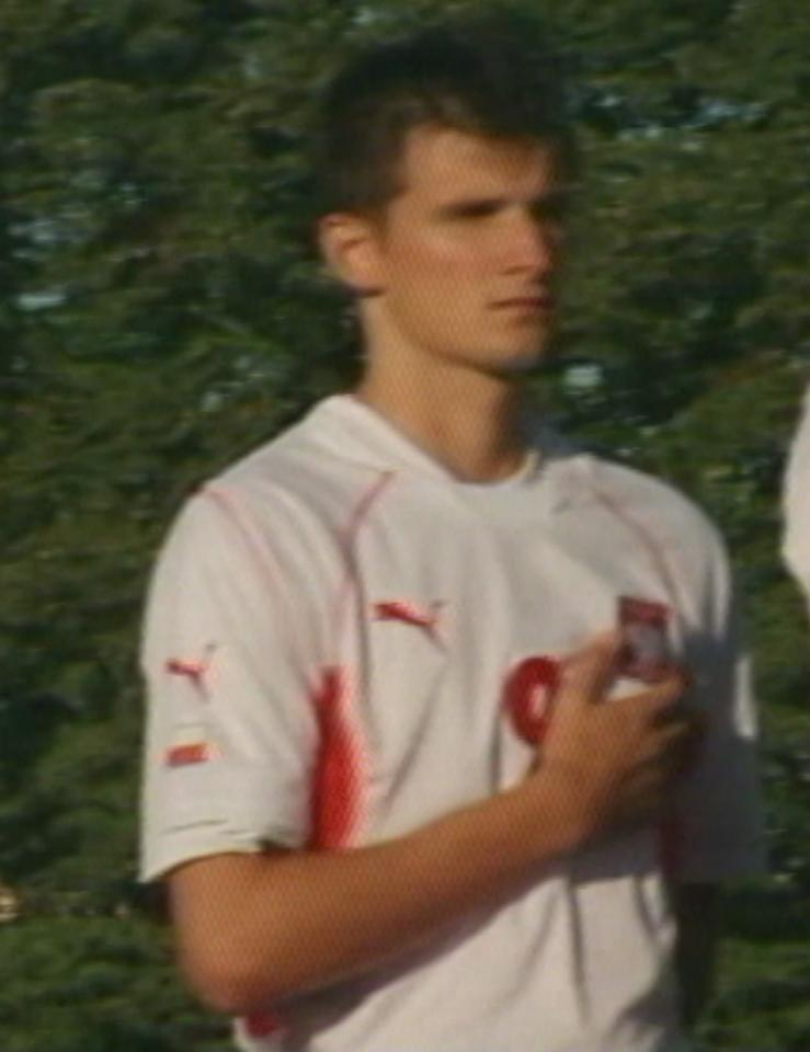 Sebastian Olszar podczas meczu Łotwa - Polska 0:2 U-21 (05.09.2003).