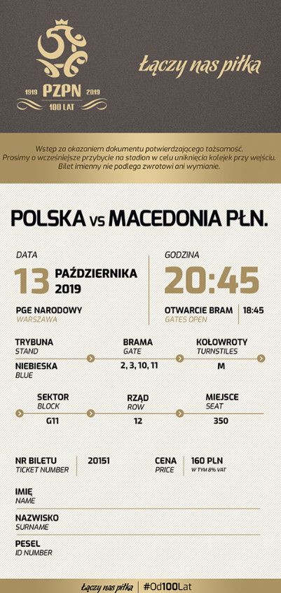 bilet na mecz polska – macedonia płn. (13.10.2019)