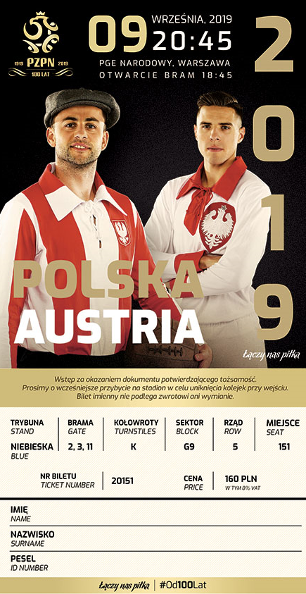 bilet na mecz polska – austria (09.09.2019)