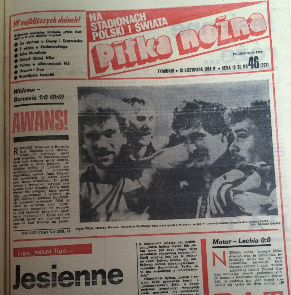 Widzew Łódź - Borussia Mönchengladbach 1:0 (07.11.1984) Piłka Nożna