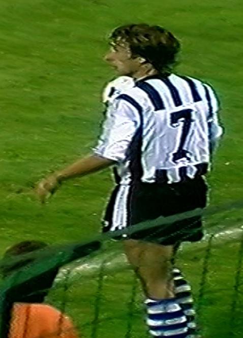 Dariusz Gajda podczas meczu Widzew Łódź – LASK Linz 1:0 (01.10.1986)
