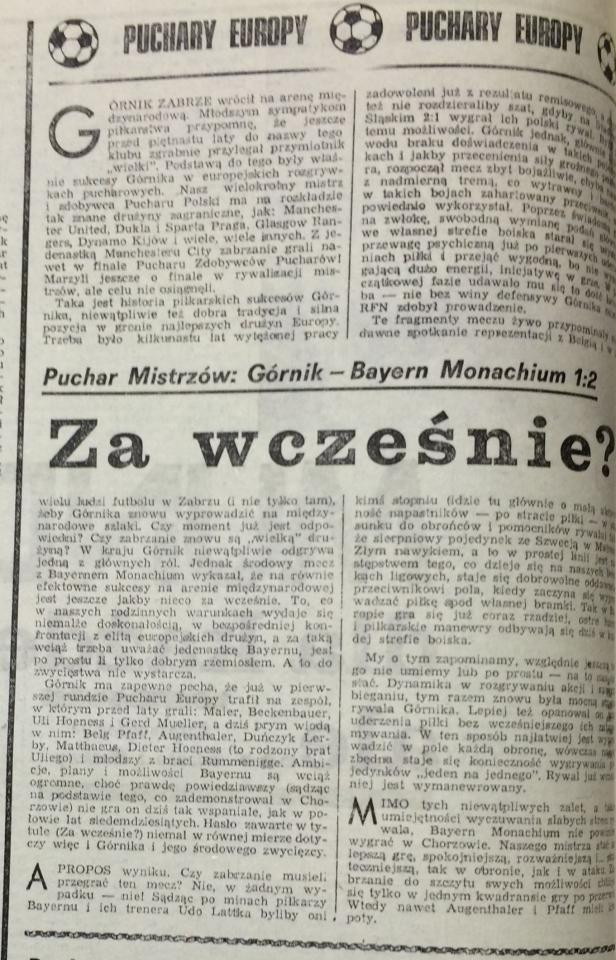 Piłka Nożna po Górnik Zabrze – Bayern Monachium 1:2 (18.09.1985) 1