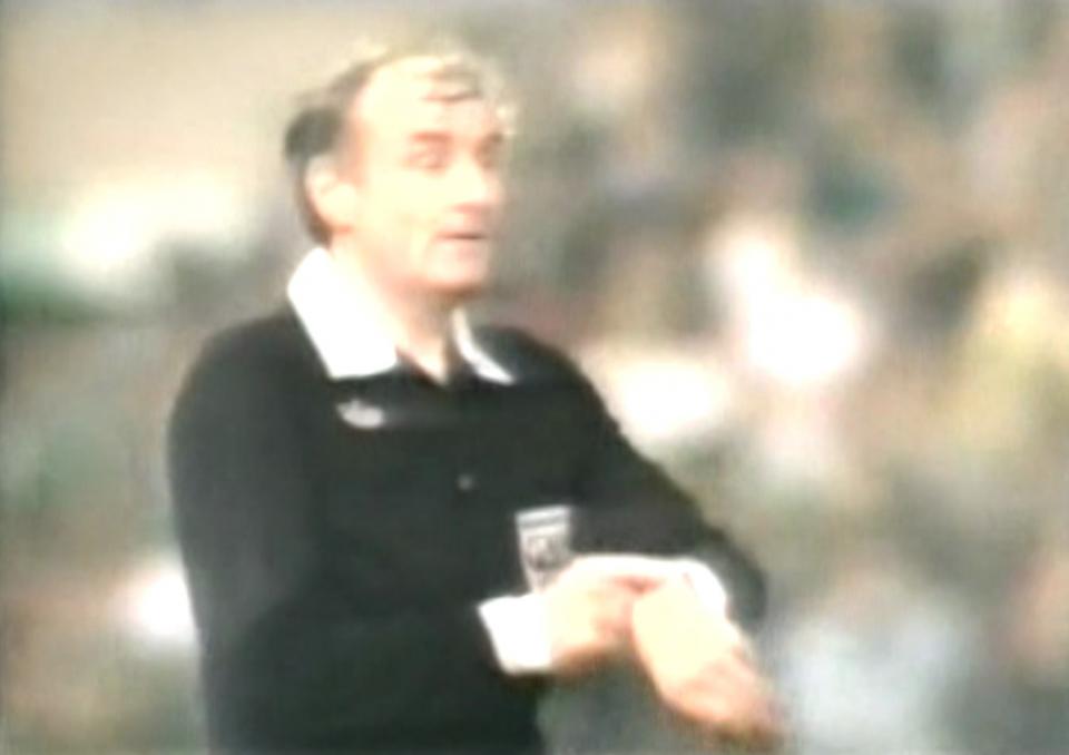 Sędzia Malcolm Moffatt podczas meczu Borussia Mönchengladbach – Lech Poznań 1:1 (18.09.1985)