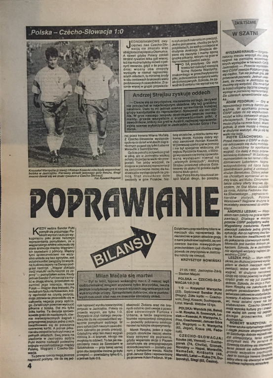 piłka nożna po meczu polska – czechosłowacja (27.05.1992)