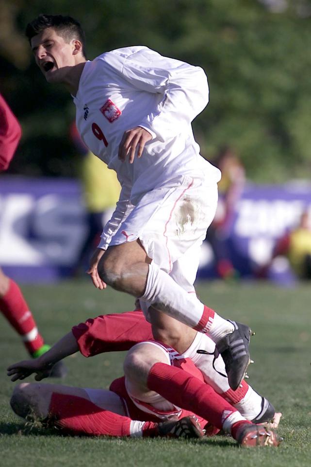 Sebastian Olszar podczas meczu Polska – Łotwa 3:0 U–21 (11.10.2002)