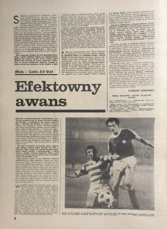 Piłka Nożna po meczu Wisła Kraków - Celtic Glasgow 2:0 (29.09.1976).