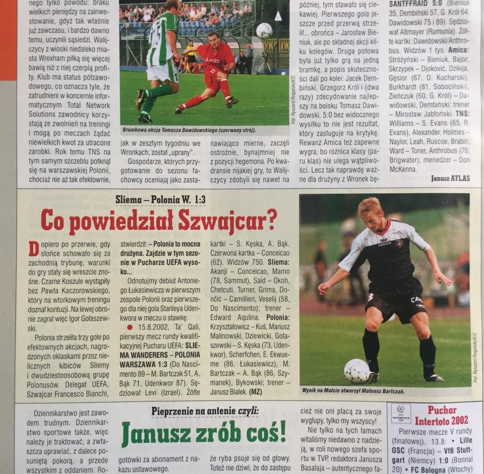 Piłka Nożna po Sliema Wanderers - Polonia Warszawa 1:3 (15.08.2002)