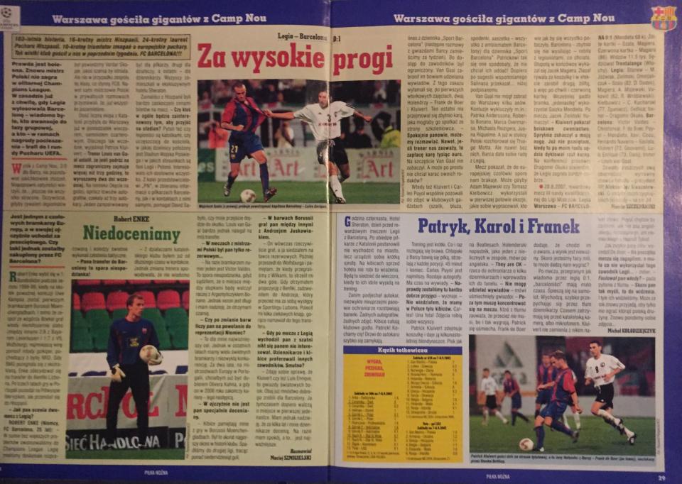 Piłka Nożna po meczu Legia Warszawa – FC Barcelona 0:1 (28.08.2002)
