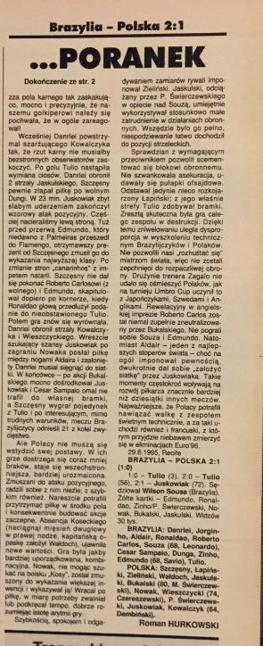 piłka nożńa po meczu brazylia - polska (29.06.1995)