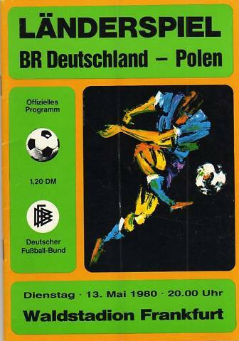 program z meczu rfn - polska (13.05.1980)