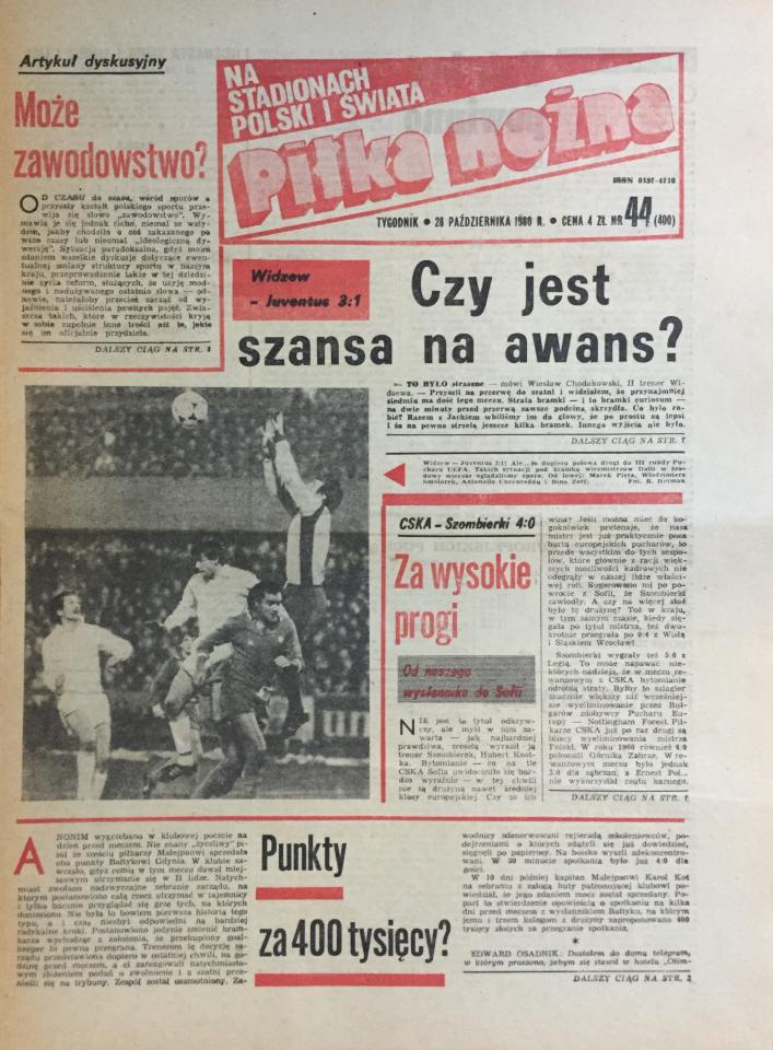 Widzew Łódź - Juventus Turyn 3:1 (22.10.1980) Piłka Nożna