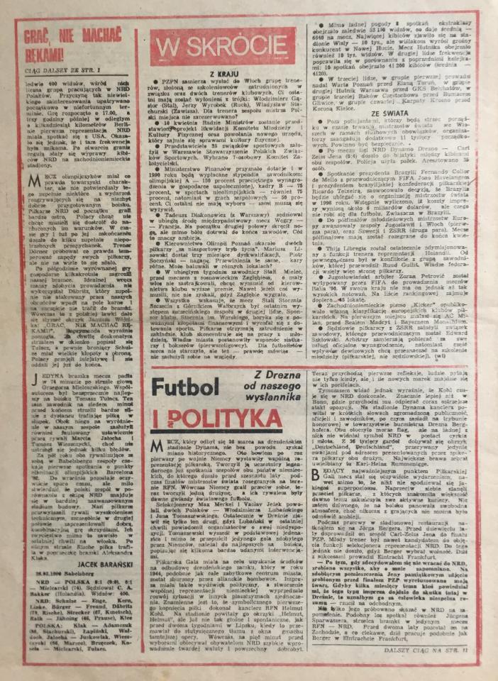 Piłka Nożna po NRD - Polska 0:1 (28.03.1990) 2