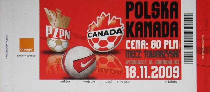 Polska Kanada 1 0 18 11 2009