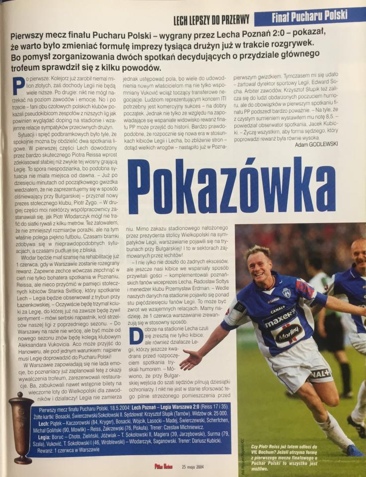 Piłka Nożna po meczu Lech Poznań - Legia Warszawa 2:0 (18.05.2004)
