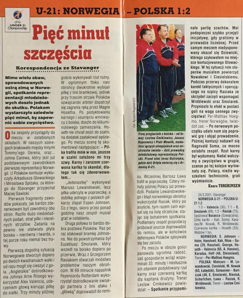 Norwegia - Polska 1:2 (24.03.2001) U21