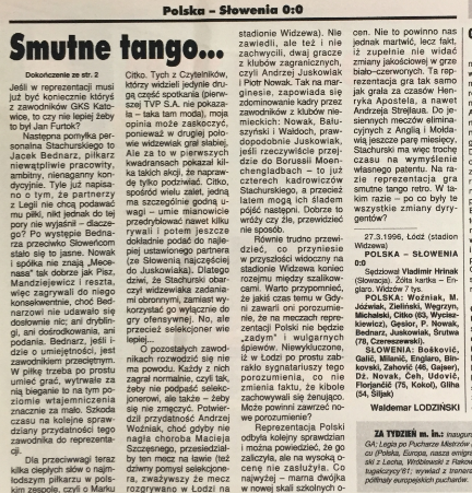 piłka nożna po meczu polska - słowenia (27.03.1996)