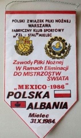 Proporczyk z meczu Polska - Albania 2:2 (31.10.1984).
