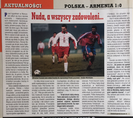 piłka nożna po meczu polska - armenia (03.03.1999)